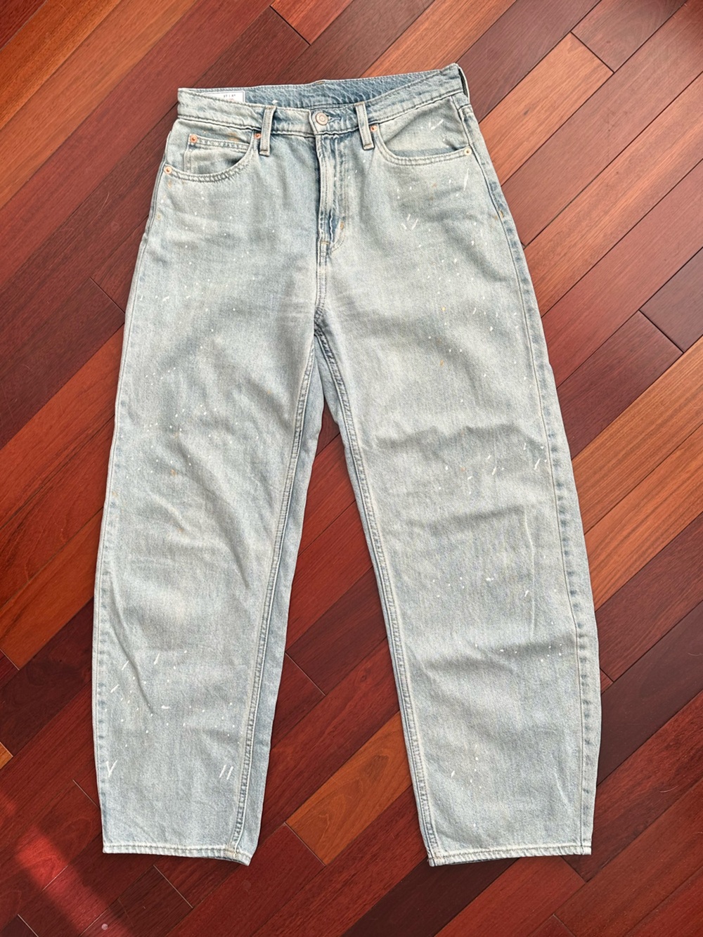GAP Light Wash Paint-Splatter Barrel Jeans size 27